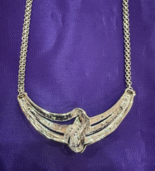 Vintage CU Rhodium Plated Statement Necklace with 1/2 CT Lab Created Diamonds