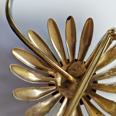 Vintage Original By Robert Yellow White And Green Daisy Metal Brooch