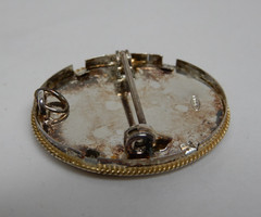 VTG Vatican Hand Painted Bird Sterling Silver 800 Pin/Pendant Signed 1″ 90’s