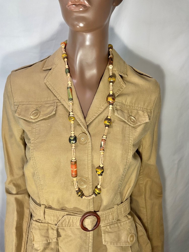 African Necklace Safari Animals Ceramic Painted Wood Bead Necklace 16”