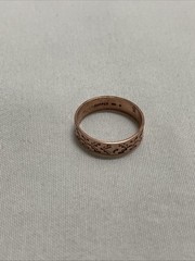 Vintage WM Wheeler Solid Copper Signed Aztec Print Fashion Band Ring 11.5