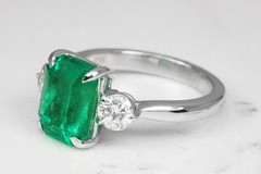 Art Deco Antique 3.50 Ct Natural Green Emerald Vintage Wedding Ring 925 Silver