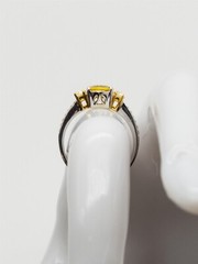$9000 4ct Yellow Sapphire FANCY INTENSE YELLOW VS Diamond 18k White Gold Ring