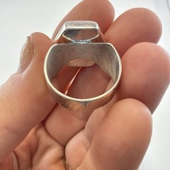 Jay King Ring Pink Stone Hexagon Carved size 8 Sterling Silver 925 Geometric