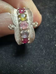 10k White Gold Mother’s Ring with 5 Natural Gemstones 3.1 Grams Size 6