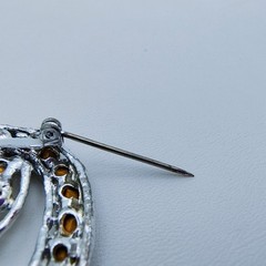 Vintage Rhinestone Ribbon Brooch Silver Tone Contemporary Minimalist