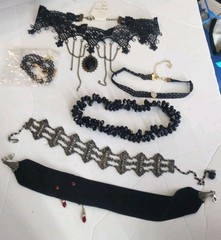 Mixed lot chokers fashion jewlery vintage to modern gothic alchemy