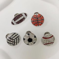 Sports Ball Brooch Pins Rhinestone Football Basketball Soccer Baseball