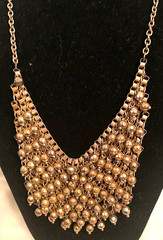 Vintage Beaded Chain Look Fringe Gold Tone Choker Or Necklace.