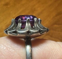 ESTATE VINTAGE TAXCO MEXICO PURPLE PINK SAPPHIRE STERLING SILVER RING Sz. 6.25