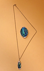 Vintage Pin and Necklace Nickel Silver Abalone/Mother of Pearl