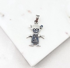 Vintage 925 Sterling Silver Mexico Taxco It’s A Girl Charm Pendant