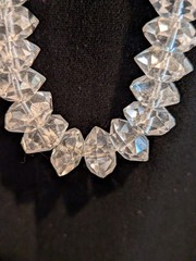 RARE Art Deco Hexagon beaded silver rock crystal 18” necklace