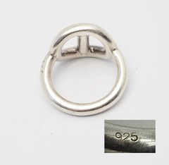 Vintage sterling silver modern buckle shape round band ring sz 6