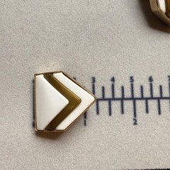 Vintage Gold & White Lucite Clip On Earrings Geometric Chevron Classic 80s Glam
