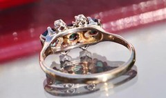14k yellow gold ring 0.40ct Lab-created emerald diamond sz 5 vintage 1.5g N3096A