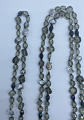 Vintage Smoky Gray Multi Bead Crystal Long Made In Germany Necklace
