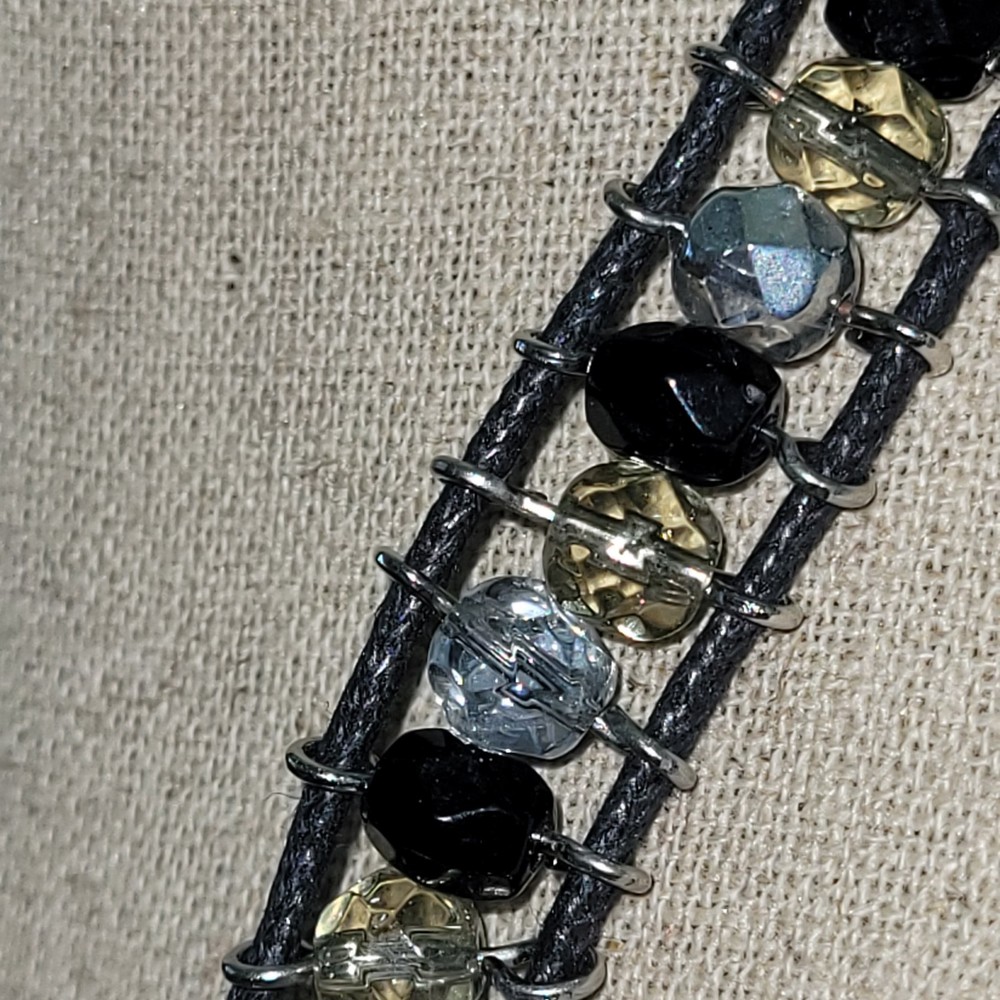 Vintage COOKIE LEE Black Cord Silver Toggle Convertible Necklace Bracelet