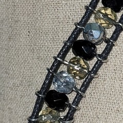 Vintage COOKIE LEE Black Cord Silver Toggle Convertible Necklace Bracelet