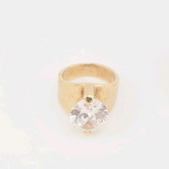 Vtg Sz 6 Ring ESPO Lg Oval Cubic Zirconia 14KGE Gold Electroplated Jewelry