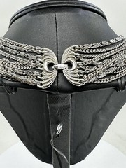 Vintage Signed Monet 10 strand Silver toned Statement Necklace 15.5 inches