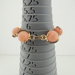 Vintage Stone Bracelet Caged Wire Wrapped Gold Tone 6.25″