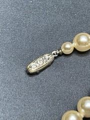 Vintage 8mm Cultured Pearl Necklace Hand-Knotted Cream Ivory Luster Ornate Clasp