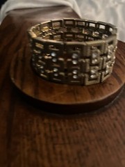 VINTAGE 1 1/2 Wide Bracelet. Rhinestones . Beautiful Piece See Pics