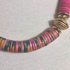 Bohemian-Style Statement Necklace Bright Pink & Colorful Multicolor Heishi Beads