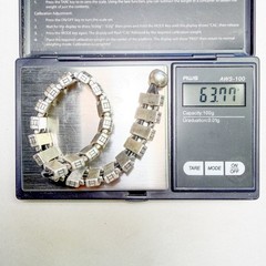 VTG Chunky Silver Geometric Link Bracelet KC Heavy Modernist 64g 8″