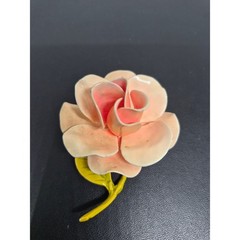 Vintage Rose Brooch Peach Pink Enamel Flower Pin Floral Botanical