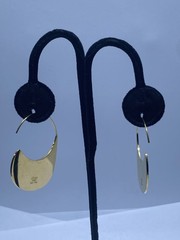 Celine Gold Tone Crescent Shield Hoop Earrings Made in Italy COA 1.5″