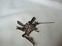 VINTAGE LARGE 3D ART NOUVEAU FAIRY SPIRIT GUIDE STERLING SILVER 925 PIN/PENDANT