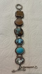 Vintage Stephen Dweck One Of A Kind Chunky Bracelet 925 Sterling Silver w/Gems