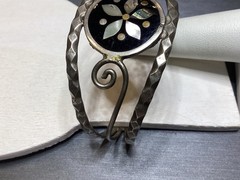 VINTAGE ALPACA MEXICO INLAY STYLE CUFF BRACELET JEWELRY