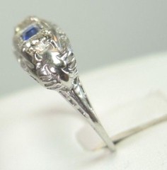 Antique Art Deco Diamond Engagement 14K White Gold Ring Size 7 UK-N1/2 EGL USA
