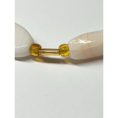 Vintage Aragonite Beaded Necklace with Gold-Tone Spacers. Oval Flat Stones 12″