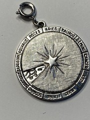 Vintage Monet Horoscope Zodiac Charm Movable Sun Dial Silver-Tone
