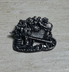 BIRDS AND BLOOMS Vintage BROOCH PIN 2001 Wheelbarrow Fine Pewter Jewelry