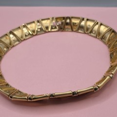 Vintage Brushed Goldtone Choker Statement Architectural structural link 80s 90s