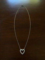 Antique Vintage Diamond Heart Pendant 14k White Gold