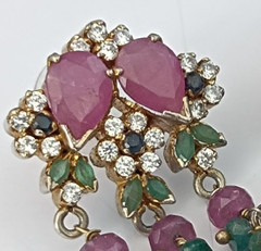 Vintage Boho Luxe Chandelier Earrings Maximalist Floral Ruby Rococo Style Opera