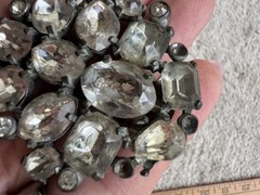 1940’s Rare Eisenberg Original Silver Tone Large Rhinestones Fur Clip Pin