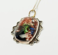 Unique handmade sterling silver Art glass one of a kind necklace signed Randy
