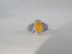 Vintage Sterling Silver 925 Fire Ethiopian Opal Tanzanite Butterfly Ring Size 7