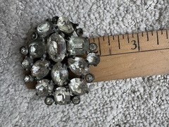 1940’s Rare Eisenberg Original Silver Tone Large Rhinestones Fur Clip Pin