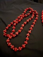 vintage satin thread-wrapped beaded necklaces lot of 2