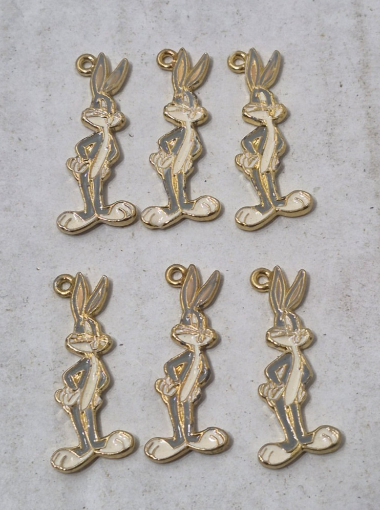 Lot of 6 Vintage Bugs Bunny Necklace Pendant 1990s Warner Bros Cartoon Shaped