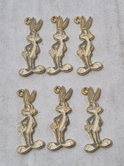 Lot of 6 Vintage Bugs Bunny Necklace Pendant 1990s Warner Bros Cartoon Shaped