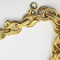 Vintage Monet Bolero Bracelet with two Filigree Etruscan Style Charms Gold Tone